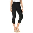 thumbnail image 1 of Roaman's Women's Plus Size Lace Trim Essential Stretch Capri Legging, 1 of 6
