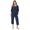 thumbnail image 1 of Roaman's Women's Plus Size Lace Trim Popover Blouse, 1 of 2