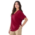 thumbnail image 1 of Roaman's Women's Plus Size Lace Trimmed Textured Tee, 1 of 1