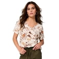thumbnail image 1 of Roaman's Women's Plus Size Lace Trimmed Textured Tee, 1 of 2