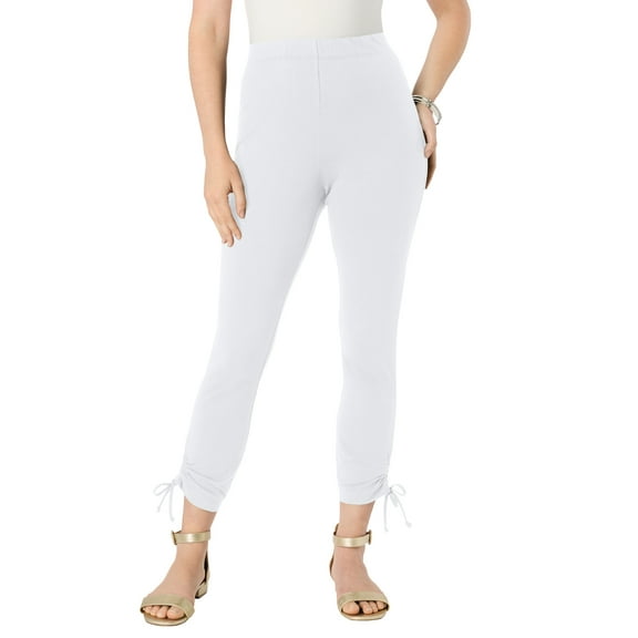 Roaman's Women's Plus Size Side Tie Ruched Capri