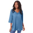 thumbnail image 1 of Roaman's Women's Plus Size Lace V Neck Ultrasmooth Fabric Top, 1 of 4