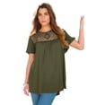 thumbnail image 1 of Roaman's Women's Plus Size Lace Yoke Pleated Tunic, 1 of 3