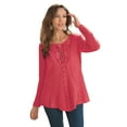 thumbnail image 1 of Roaman's Women's Plus Size Lace Yoke Pullover Sweater, 1 of 5