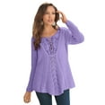thumbnail image 1 of Roaman's Women's Plus Size Lace Yoke Pullover Sweater, 1 of 5