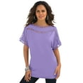 thumbnail image 1 of Roaman's Women's Plus Size Ladder Stitch Tee, 1 of 6