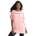 thumbnail image 1 of Roaman's Women's Plus Size Ladder Stitch Tee, 1 of 6