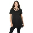 thumbnail image 1 of Roaman's Women's Plus Size Ultimate Lattice Neck Short Sleeve Tunic, 1 of 4
