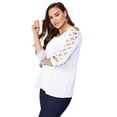 thumbnail image 1 of Roaman's Women's Plus Size Lattice-Sleeve Ultimate Tee Shirt, 1 of 6