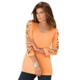 thumbnail image 1 of Roaman's Women's Plus Size Ultimate Lattice Sleeve Tee, 1 of 5