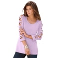 thumbnail image 1 of Roaman's Women's Plus Size Ultimate Lattice Sleeve Tee, 1 of 6