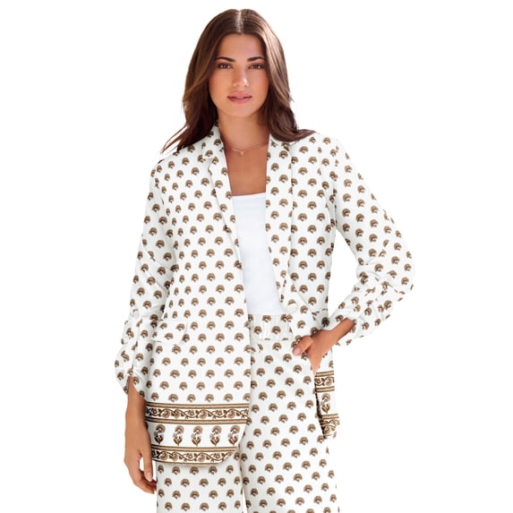 Roaman's Women's Plus Size Linen Blazer