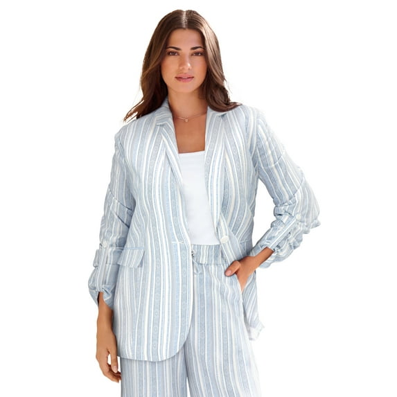 Roaman's Women's Plus Size Linen Blazer