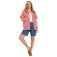 thumbnail image 1 of Roaman's Women's Plus Size Linen-Blend Short Sleeve Button-Front Shirt, 1 of 2