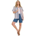 thumbnail image 1 of Roaman's Women's Plus Size Linen-Blend Short Sleeve Button-Front Shirt, 1 of 2