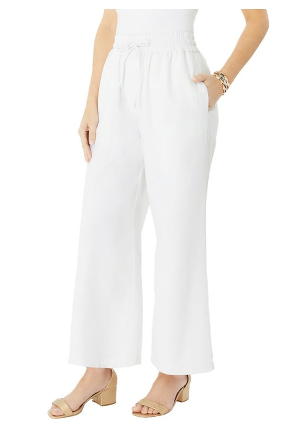 Women's Plus Size Linen Wide-Leg Pant