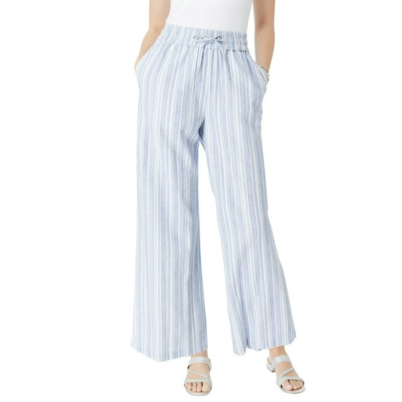 Roaman's Women's Plus Size Plus Size Linen Wide-Leg Pant