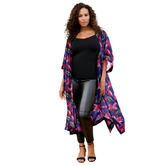 Roaman's Women's Plus Size Flowy Chiffon Duster