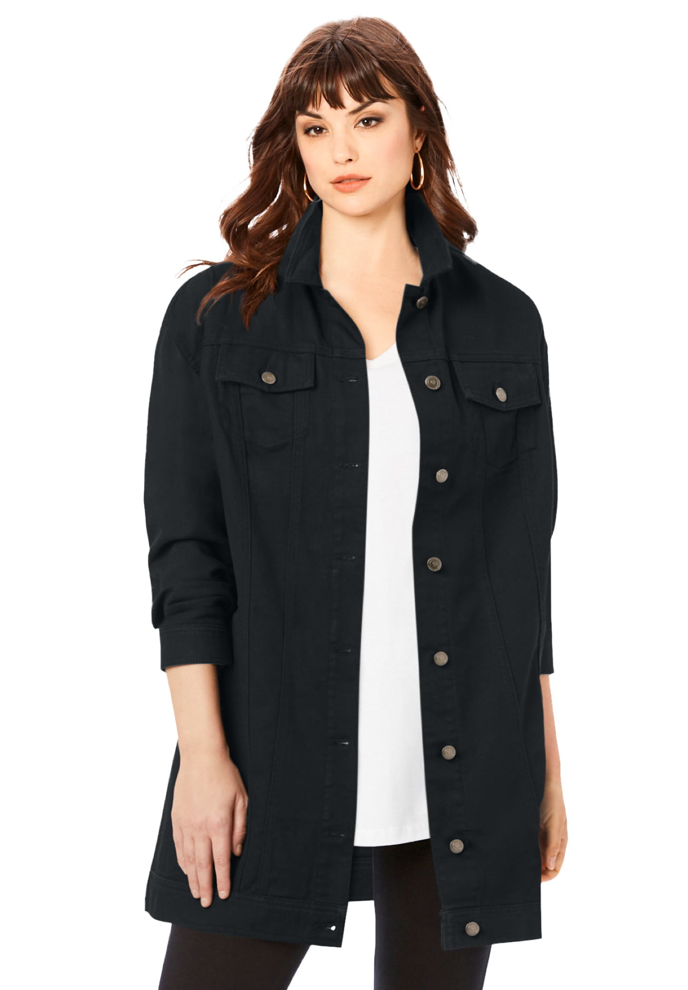 Roaman's Women's Plus Size Long Denim Jacket - Walmart.com