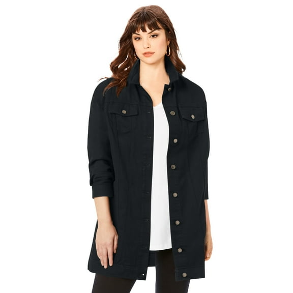 Roaman's Women's Plus Size Long Denim Jacket