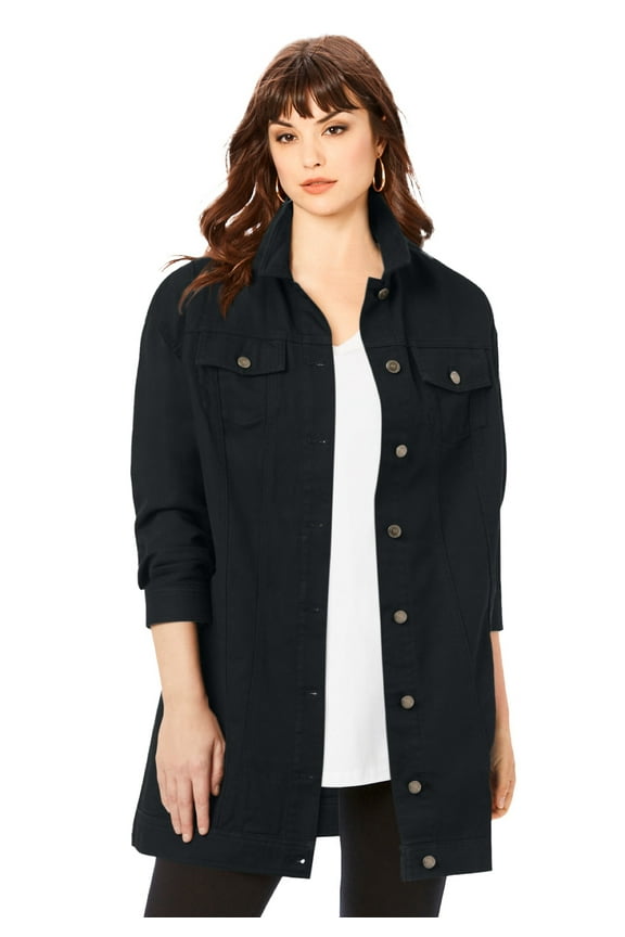 Women's Plus Size Long Denim Jacket