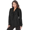 thumbnail image 1 of Roaman's Women's Plus Size Long Sleeve Bow Blouse, 1 of 5