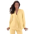thumbnail image 1 of Roaman's Women's Plus Size Long Sleeve Bow Blouse, 1 of 5