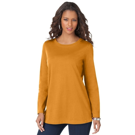 Roaman's Women's Plus Size Long-Sleeve Crewneck Ultimate Tee Shirt