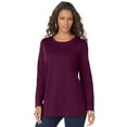 thumbnail image 1 of Roaman's Women's Plus Size Ultimate Cotton Crewneck Long Sleeve Tee, 1 of 6