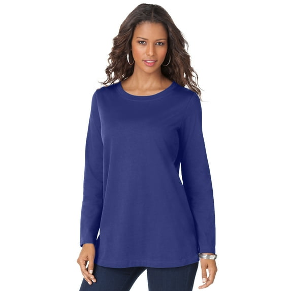Roaman's Women's Plus Size Ultimate Long Sleeve Crewneck Tee