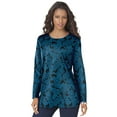 thumbnail image 1 of Roaman's Women's Plus Size Ultimate Cotton Crewneck Long Sleeve Tee, 1 of 6
