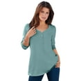 thumbnail image 1 of Roaman's Women's Plus Size Ultimate Long Sleeve Henley Tee With Sweetheart Neck, 1 of 5