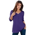 thumbnail image 1 of Roaman's Women's Plus Size Ultimate Long Sleeve Henley Tee With Sweetheart Neck, 1 of 4