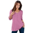 thumbnail image 1 of Roaman's Women's Plus Size Ultimate Long Sleeve Henley Tee With Sweetheart Neck, 1 of 4