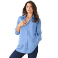 thumbnail image 1 of Roaman's Women's Plus Size Kate Long Sleeve Easy Cotton-Blend Button-Front Shirt, 1 of 6