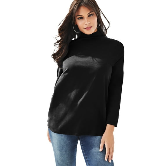 Roaman's Women's Plus Size Long Sleeve Mockneck Ultimate Tee