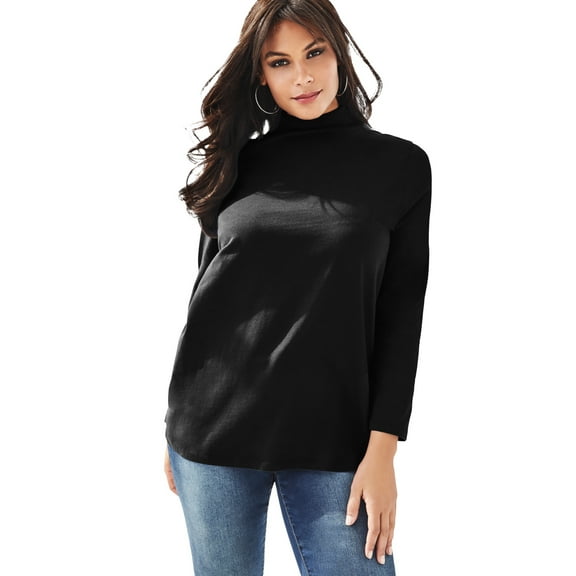 Roaman's Women's Plus Size Long Sleeve Mockneck Ultimate Tee