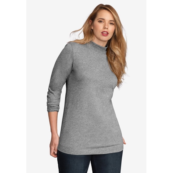 Roaman's Women's Plus Size Long Sleeve Mockneck Ultimate Tee