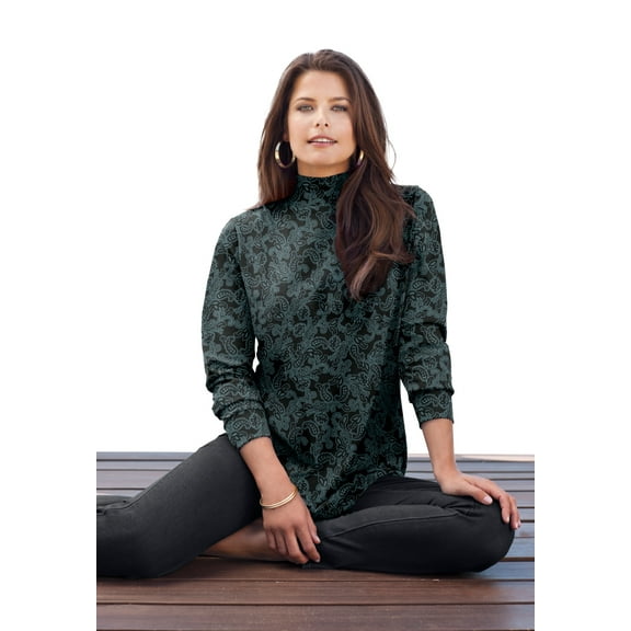 Roaman's Women's Plus Size Long Sleeve Mockneck Ultimate Tee