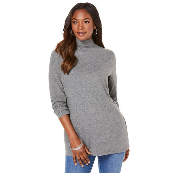 Roaman's Women's Plus Size Long Sleeve Mockneck Ultimate Tee