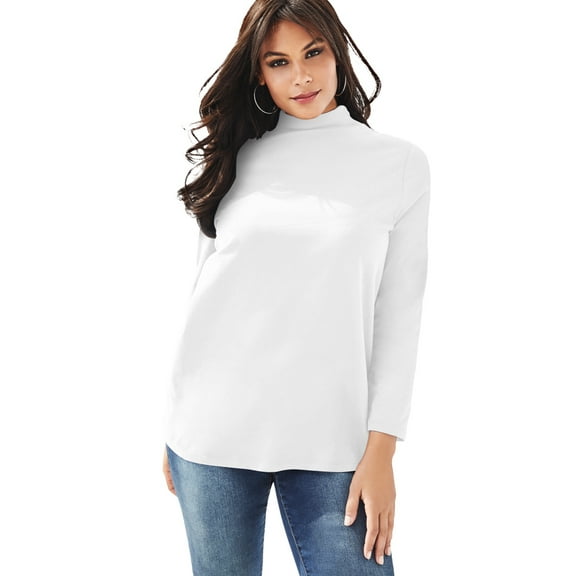 Roaman's Women's Plus Size Long Sleeve Mockneck Ultimate Tee