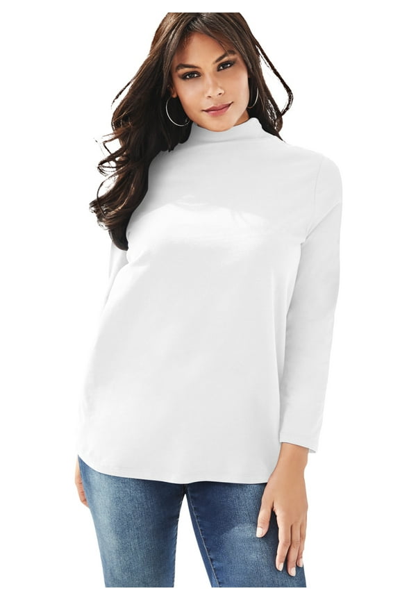 Women's Plus Size Long Sleeve Mockneck Ultimate Tee