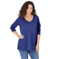 thumbnail image 1 of Roaman's Women's Plus Size Ultimate Long Sleeve V Neck Tee, 1 of 4