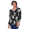 thumbnail image 1 of Roaman's Women's Plus Size Ultimate Long Sleeve V Neck Tee, 1 of 6