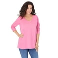 thumbnail image 1 of Roaman's Women's Plus Size Ultimate Long Sleeve V Neck Tee, 1 of 6