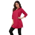 thumbnail image 1 of Roaman's Women's Plus Size Cotton Ultimate Long Sleeve V-Neck Tunic, 1 of 6