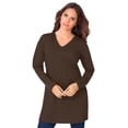 thumbnail image 1 of Roaman's Women's Plus Size Cotton Ultimate Long Sleeve V-Neck Tunic, 1 of 5