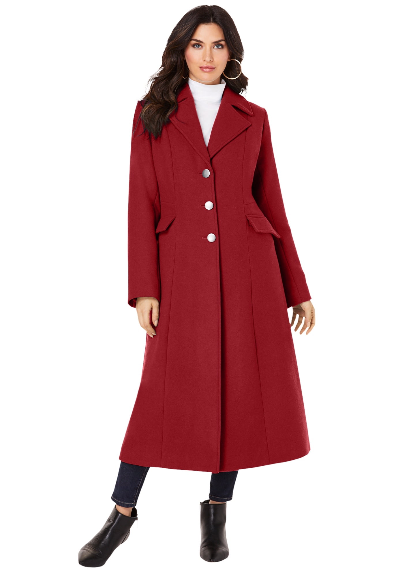 Jessica London Women's Plus Size Full Length Wool Blend Coat Coat 