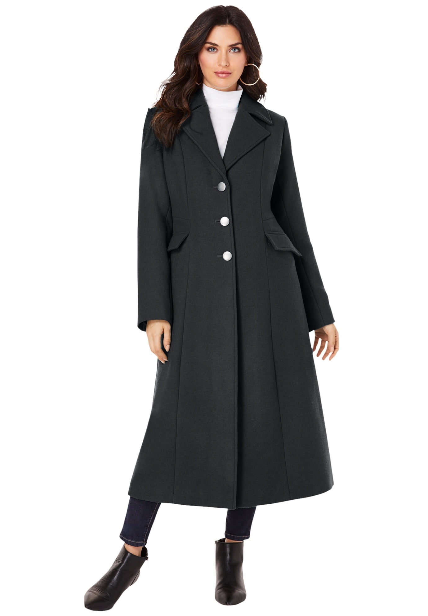 Roaman's Women's Plus Size Long Wool-Blend Coat Winter Classic ...