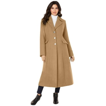 Roaman's Women's Plus Size Long Wool Blend Coat